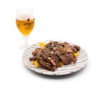 Entraña al carbón con chimichurri y sus patatas fritas