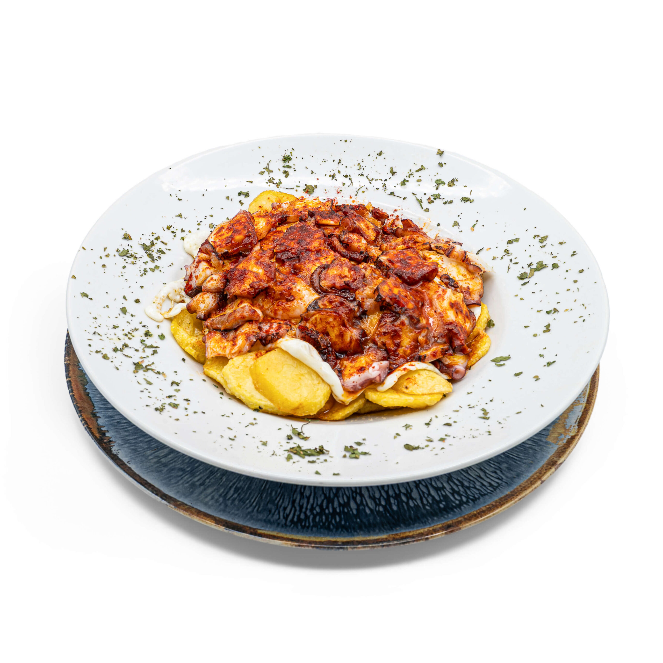 Pulpo a la Antigua con patatas y yema feliz