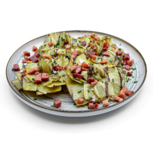 Alcachofas confitadas a la brasa